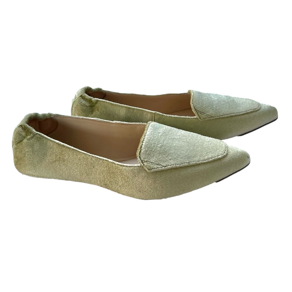 Hush Puppies Hazel Pointe Loafers Moss Green Velvet Flats Size 9 EUC